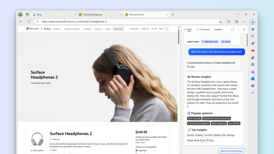 Microsoft is adding generative AI shopping features to Bing and Edge. (Image: Microsoft)