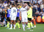 Leeds United's Adam Forshaw after losing to Tottenham Hotspur1-4 in the English Premier League soccer match at Elland Road, Leeds, England, Sunday May 28, 2023. (Tim Goode/PA via AP)