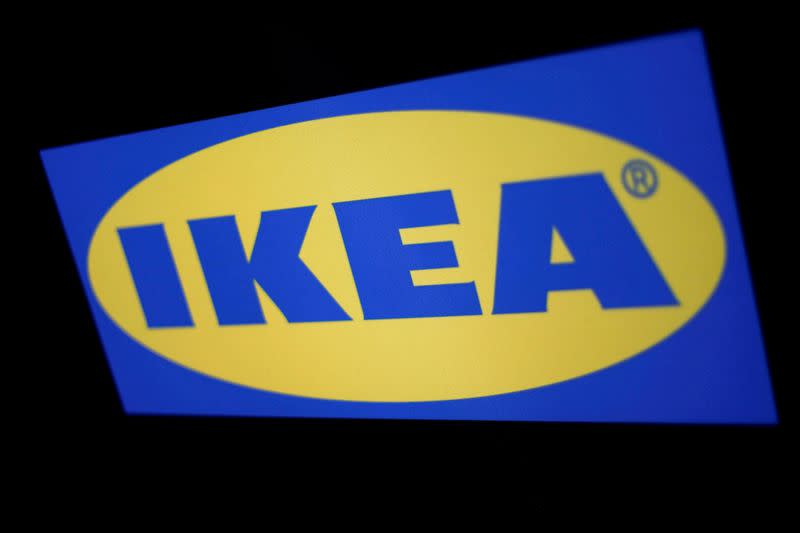 FILE PHOTO: The logo of the Swedish furniture giant IKEA is seen in Mexico City