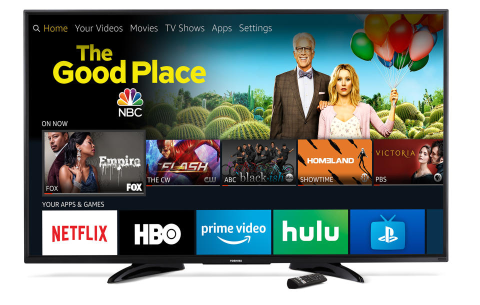 An Amazon Fire TV showing a variety of viewing options.