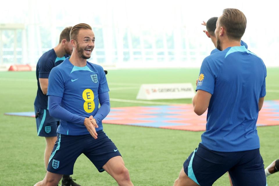 James Maddison in training with England at St George’s Park (The FA via Getty Images)