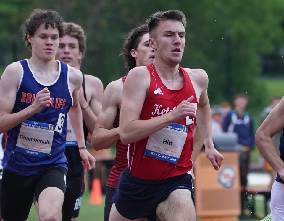 RC Ketcham's Connor Hitt runs a heat of the 800-meter during day 2 action at the 56th annual Glenn D. Loucks Games at White Plains High School on Friday, May 10, 2024.