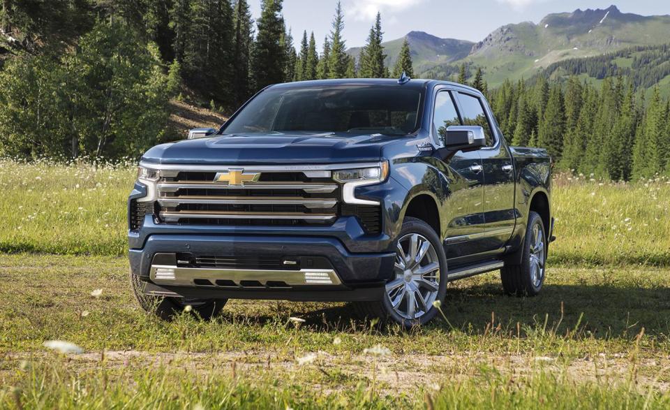 <p>Maybe it was cold feet, maybe it was common sense, but after a 2019 redesign, Chevy has again revised its <a href="https://www.caranddriver.com/chevrolet/silverado-1500" rel="nofollow noopener" target="_blank" data-ylk="slk:Silverado 1500;elm:context_link;itc:0;sec:content-canvas" class="link ">Silverado 1500</a> for 2022. Trim levels LT and up get a fresh face and revised interior that includes a massive 13.4-inch infotainment touchscreen. This helps differentiate the interior of Chevy's half-ton from other stuff in its lineup, like, say, an Equinox. One thing that hasn't changed, a burly 420-hp 6.2-liter V-8 that deactivates up to six cylinders for fuel savings. Other powertrains include a 310-hp turbocharged four-cylinder that can tow up to 9300 pounds, and a 277-hp turbodiesel that puts the Silverado near the top of the segment (when equipped on RWD models) for efficiency with an EPA-estimated 31 mpg highway rating. Chevy has also added an off-road <a href="https://www.caranddriver.com/news/a37517413/2022-chevy-silverado-zr2-revealed/" rel="nofollow noopener" target="_blank" data-ylk="slk:ZR2 model;elm:context_link;itc:0;sec:content-canvas" class="link ">ZR2 model</a> with special bumpers to help approach and departure angles. That one is only offered as a crew cab with a 2.5-inch suspension lift. </p><ul><li>Base price: $28,195</li><li>Powertrain: 277-hp 3.0L turbocharged diesel inline-6, 310-hp 2.7L turbocharged inline-4, 355-hp 5.3L V-8, 420-hp 6.2L V-8; eight-speed automatic, 10-speed automatic transmission</li><li>Max Towing: 13,300 lb</li></ul>