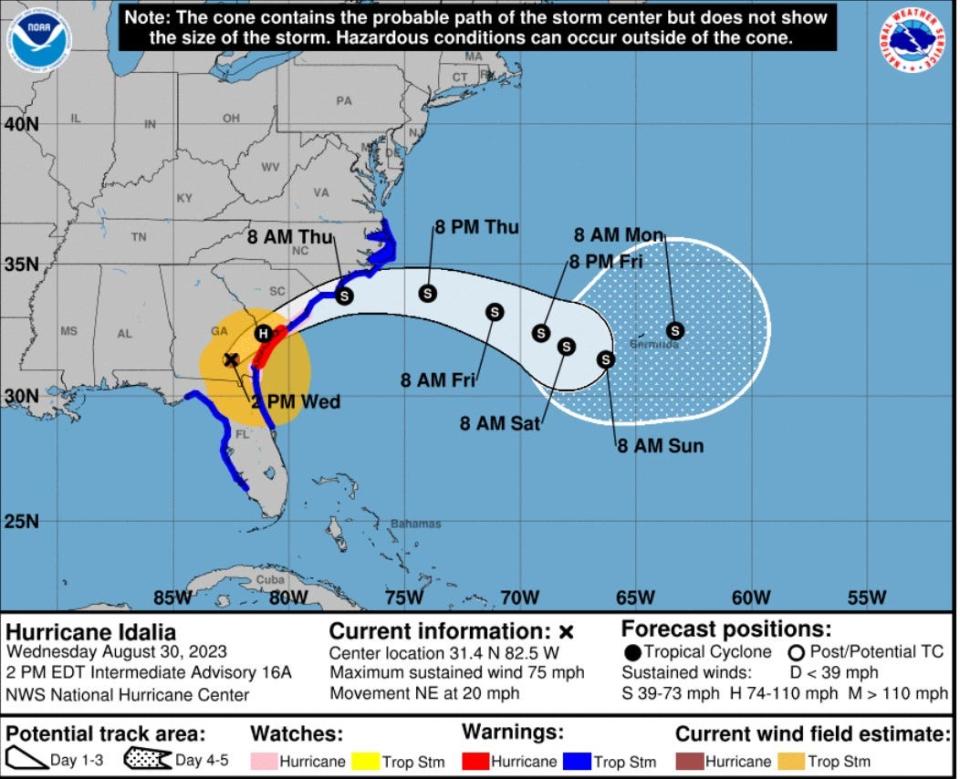 As Hurricane Idalia continues to move up the East Coast, it's expected to downgrade to a tropical storm.