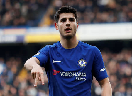 Soccer Football - Premier League - Chelsea vs Newcastle United - Stamford Bridge, London, Britain - December 2, 2017 Chelsea’s Alvaro Morata celebrates scoring their second goal REUTERS/David Klein