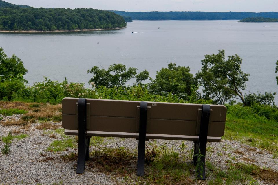 The view from where Joe Huff wants to put a guest cabin on his property at Lake Monroe on Friday, July 15, 2022.