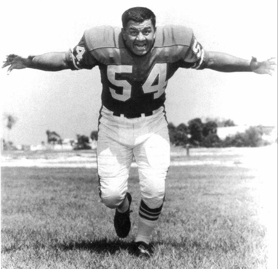 Wahoo McDaniel played for the Dolphins from 1966 to 1968 but was better known for his professional wrestling career.