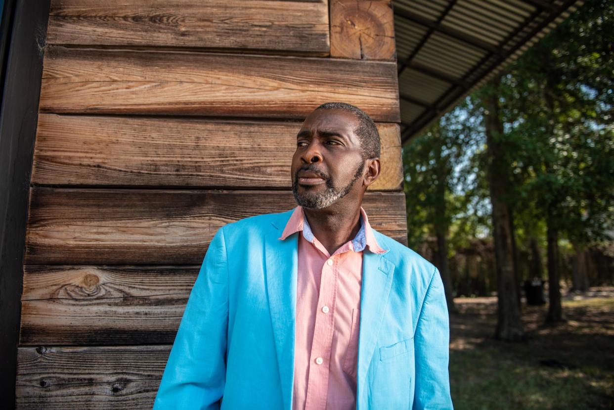 <span>Patrick Braxton, the first Black mayor of Newbern, Alabama, outside town hall on 20 August 2023.</span><span>Photograph: Andi Rice/The Guardian</span>