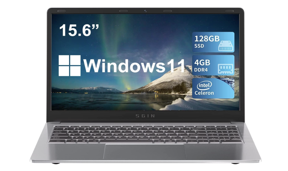 SGIN Laptop 4GB RAM 128GB SSD, 15.6 Inch Windows 11 Laptops (photo via Amazon)