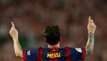 FILE PHOTO: Lionel Messi celebrates after scoring the first goal for Barcelona against Athletic Bilbao in the Copa del Rey final at the Camp Nou.