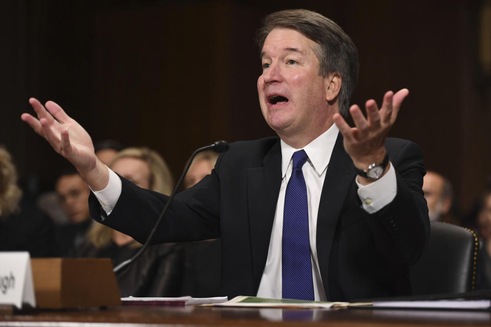 Supreme court nominee Brett Kavanaugh testifies before the Senate Judiciary Committee on Sept. 27. (Photo: Saul Loeb/AP pool)