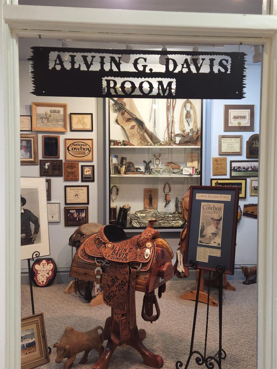 A collection of memorabilia, relics and other items in the Alvin G. Davis room in the Garza County Historical Museum in Post.