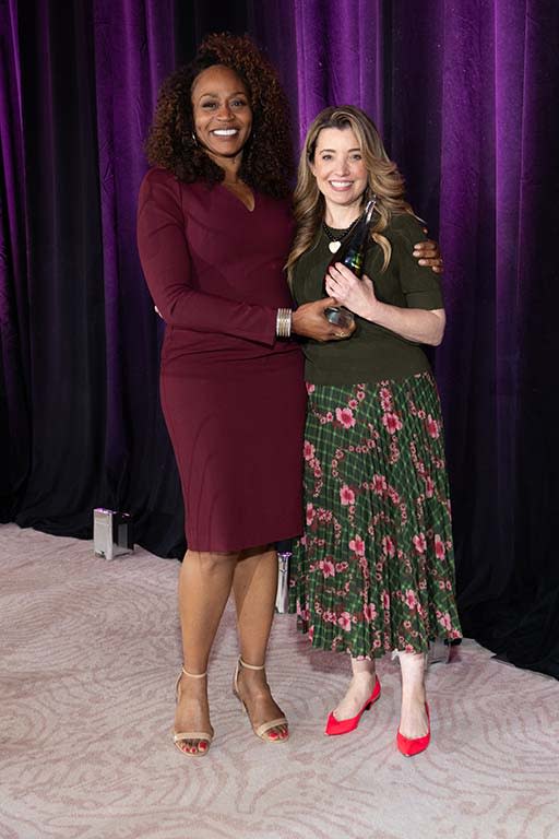 Universal Studio Group chairman Pearlena Igbokwe presents the LEA Award to Beatrice Springborn, president, UCP and Universal International Studios.