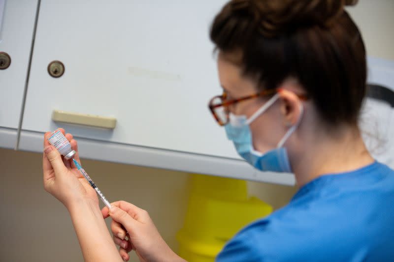 COVID-19 vaccination at Glangwili General Hospital in Carmarthen