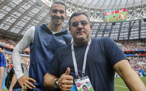 Zlatan Ibrahimovic with his agent Mino Raiola - Credit: getty images