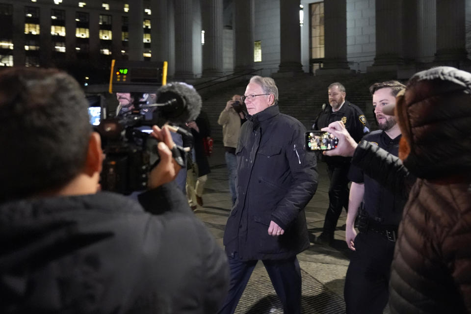 Wayne LaPierre, CEO of the National Rifle Association, leaves New York State Supreme Court, Friday, Feb. 23, 2024, in New York. (AP Photo/Frank Franklin II)