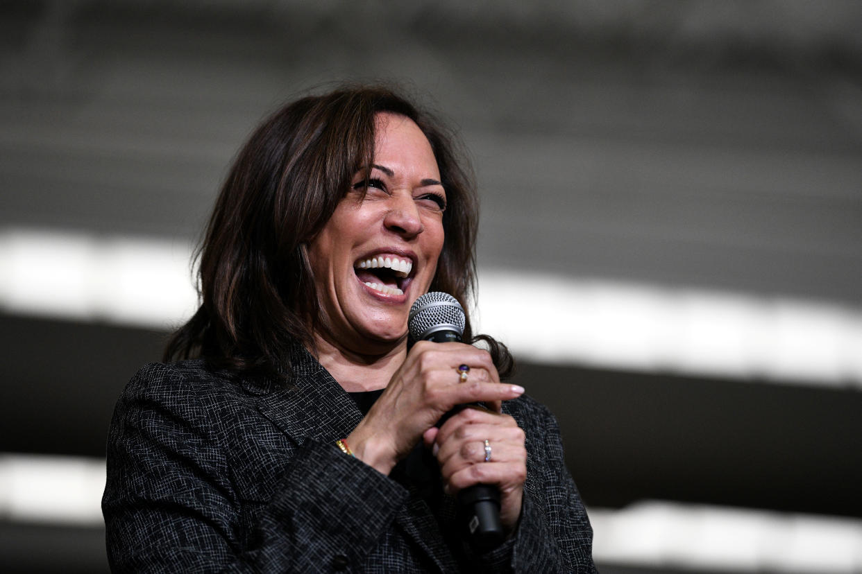 Democratic presidential candidate Kamala Harris takes the stage for a rally at Texas Southern University in Houston on March 23, 2019. (Photo: Loren Elliott/Reuters)