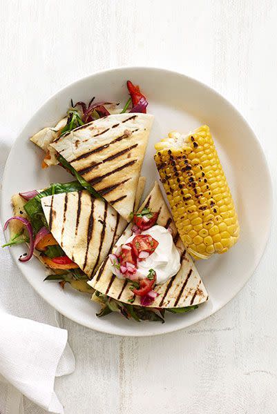 Grilled Spinach and Poblano Quesadillas