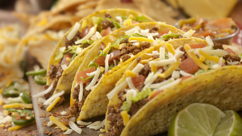 hard tacos with cheese
