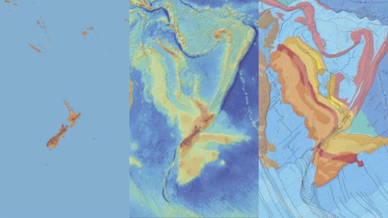  Composite image showing maps of new zealand and the lost continent of zealandia . 