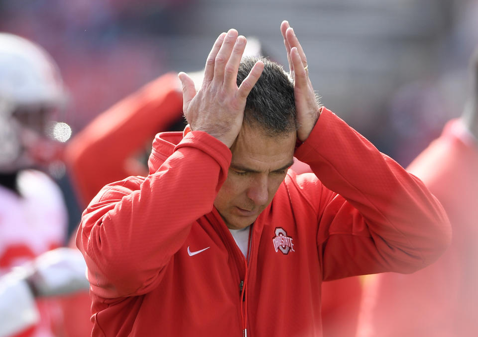 Urban Meyer’s intense style of coaching has led to health concerns even on the sidelines. (AP)