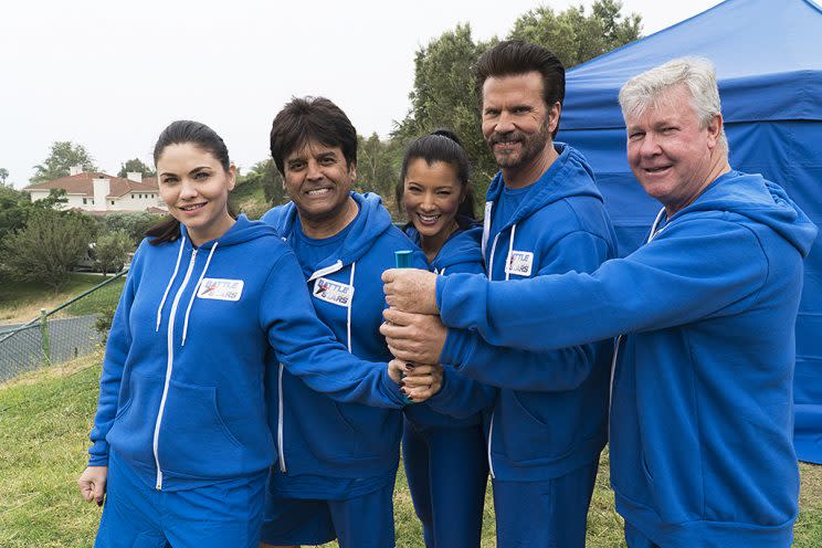 Jodi Lyn O'Keefe, Erik Estrada, Kelly Hu, Lorenzo Lamas and Larry Wilcox on ABC's Battle of the Network Stars. (Photo Credit: ABC)