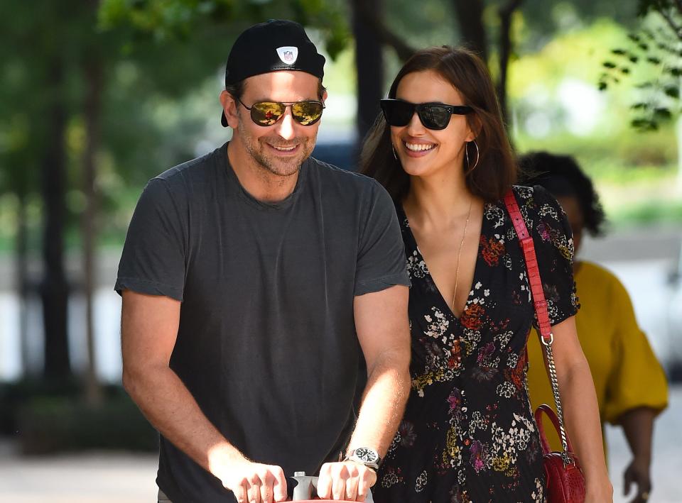 Bradley Cooper and Irina Shayk are seen walking with their daughter in soho on October 4, 2018 in New York City.