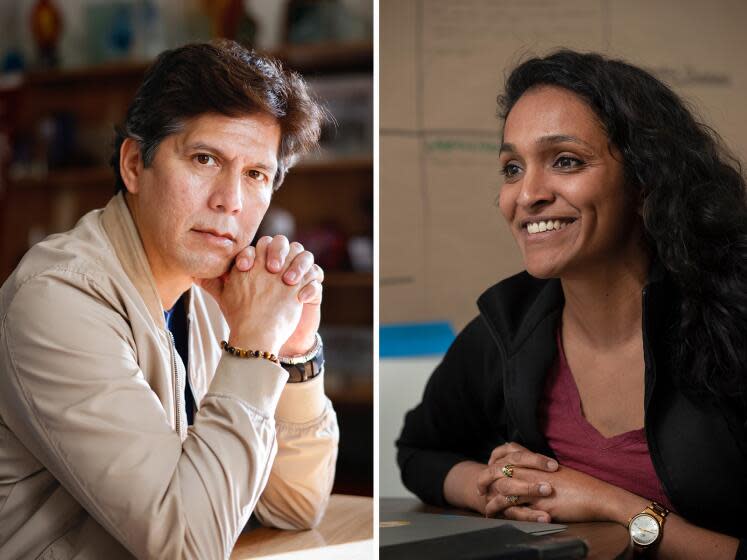 Los Angeles City Councilman Kevin De Leon. RIGHT: Los Angeles City Council member Nithya Raman.