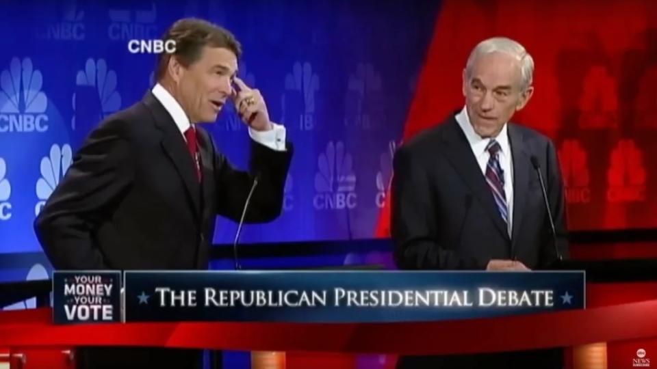 Rick Perry blanks out during a 2011 presidential debate