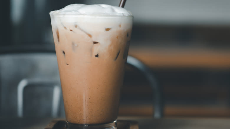 Coffee topped with cold foam