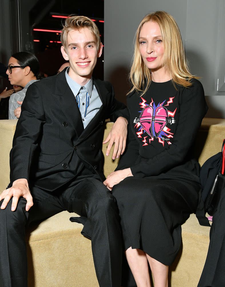 Levon Thurman-Hawke and Uma Thurman at the Prada Resort 2020 show in New York City | Jared Siskin/Getty