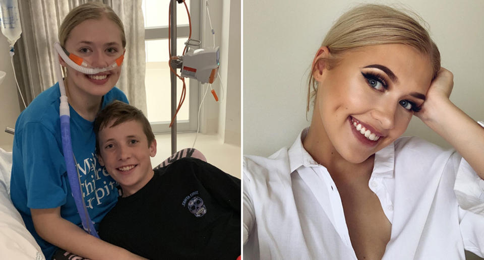 Claudia Coll, 18, is receiving a lung transplant. She and her 13-year-old brother, Jordan, both have cystic fibrosis. Source: Supplied