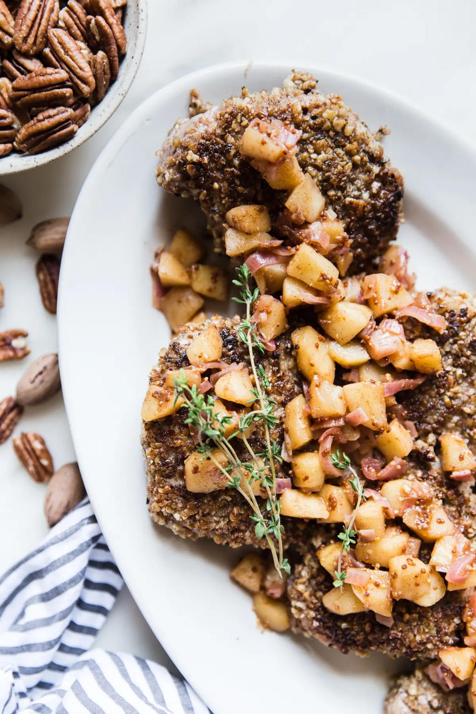 Pecan Crusted Pork Chops with Apple Chutney