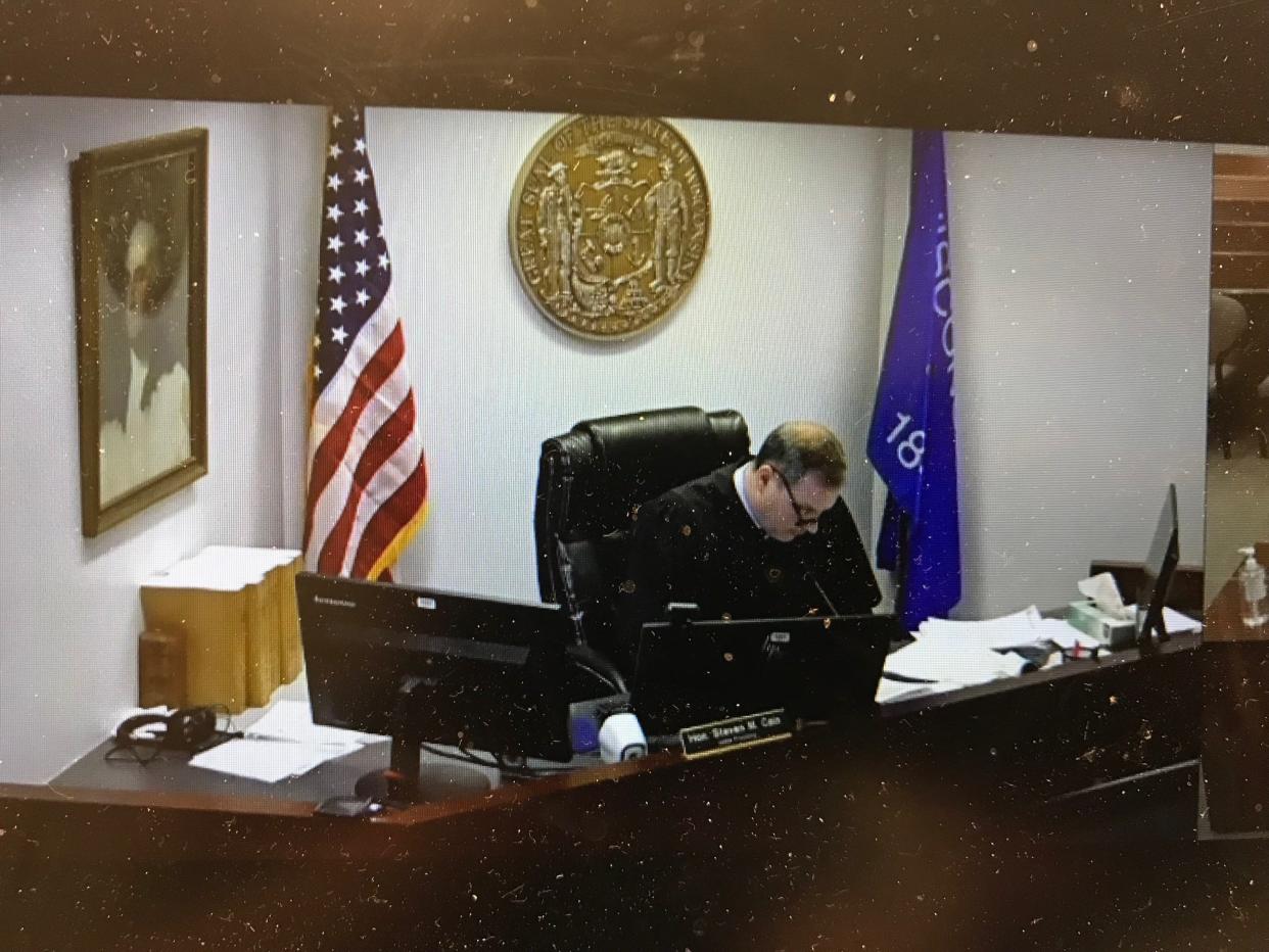 Ozaukee County Circuit Court Judge Steven Cain reads his an oral ruling in the Cedarburg School District v. DPI civil case. The district was appealing a DPI ruling that said it did not properly handle an investigation of a parent's complaint of racial harassment of her biracial son.