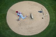 St. Louis Cardinals starting pitcher Jose Quintana throws during the first inning of a baseball game against the Milwaukee Brewers Wednesday, Sept. 28, 2022, in Milwaukee. (AP Photo/Morry Gash)