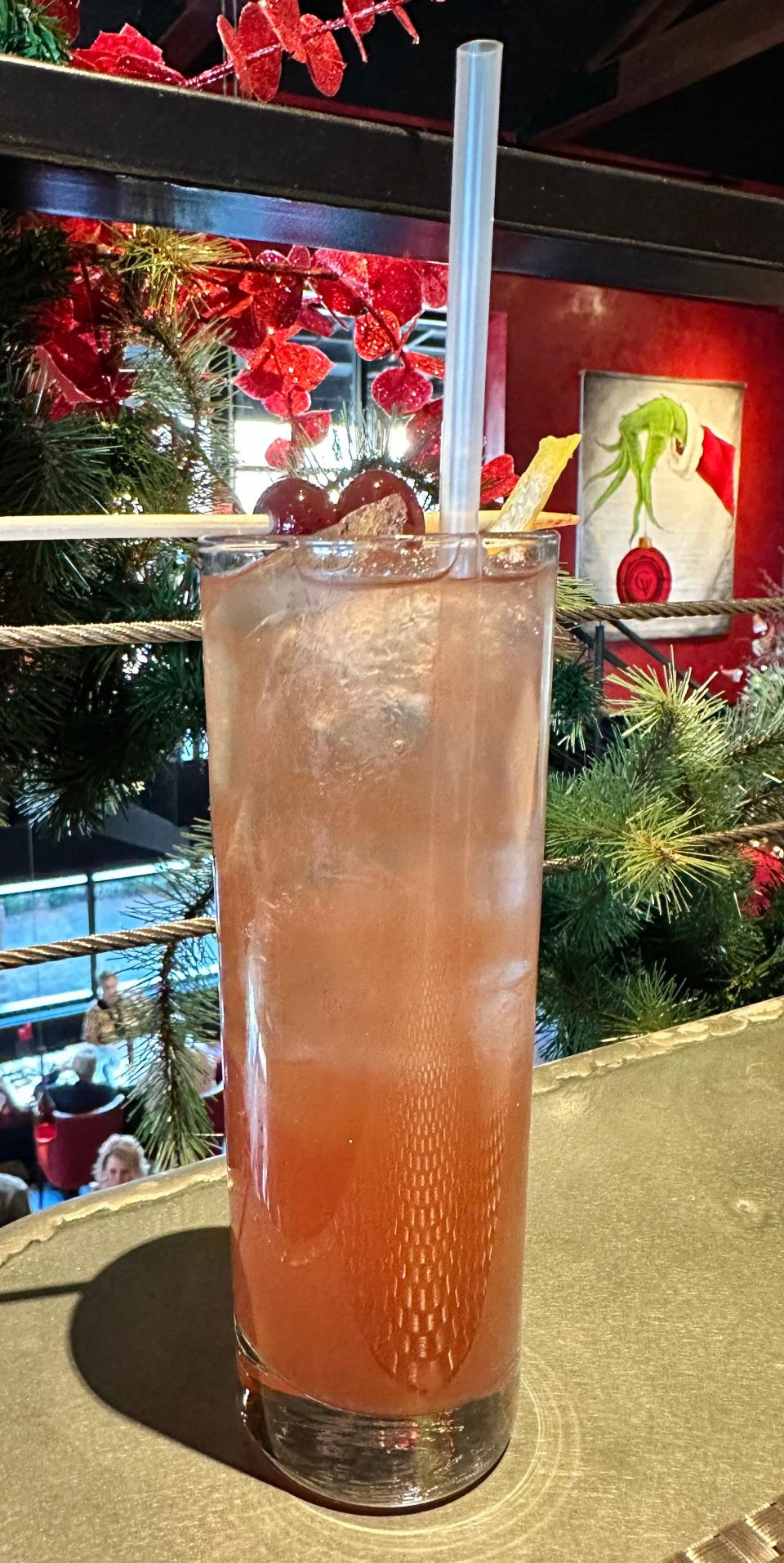 A cherry black tea cocktail at The Crush House in Canton features vodka and cold-brewed black tea.