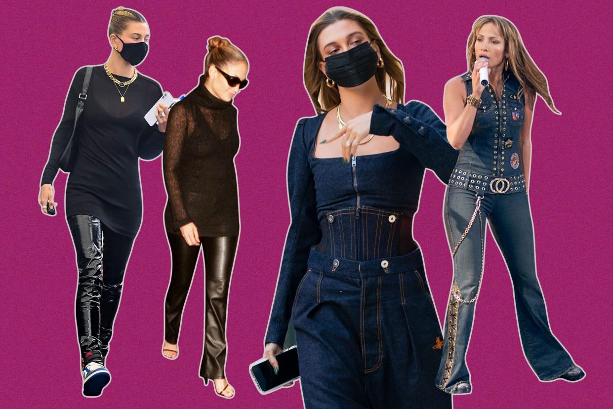 Hailey Bieber Secretly Recreated Some of Jennifer Lopez’s Best '00s Outfits