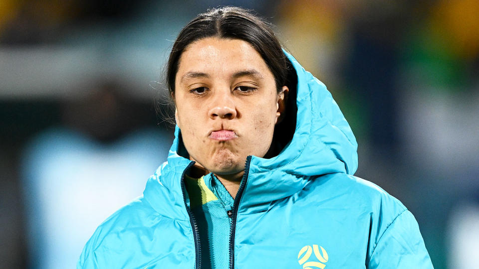 Seen here, injured Matildas captain Sam Kerr at the Women's World Cup.