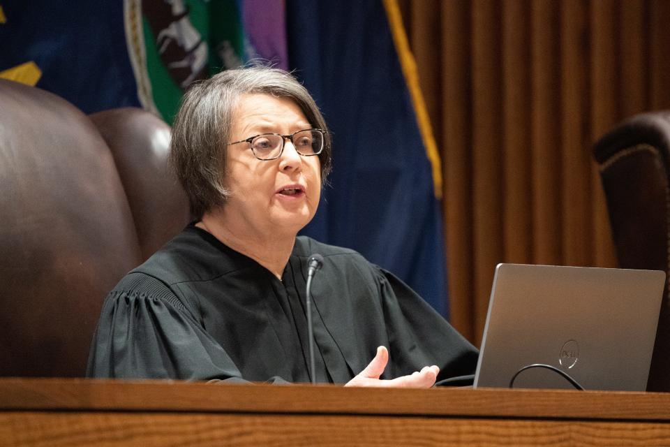 Chief Justice Marla Luckert presides over the Kansas Supreme Court, which on Friday stood by its 2019 decision protecting abortion rights.