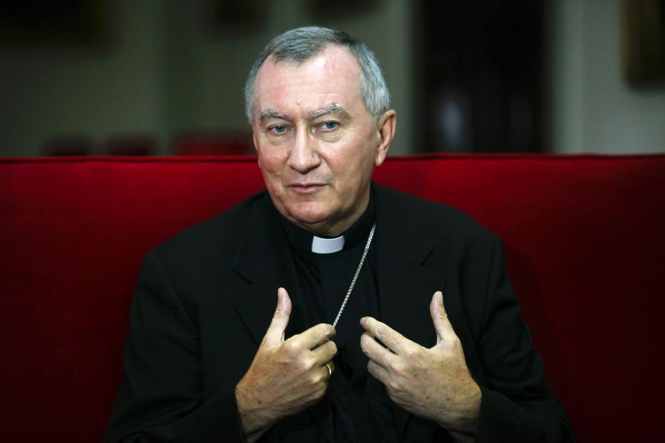 Vatican's newly appointed Secretary of State Monsignor Pietro Parolin speaks during an interview with Reuters TV in Caracas September 4, 2013. Pope Francis on August 31 made the most significant appointment of his pontificate so far, naming Parolin, a veteran diplomat as his secretary of state, Vatican prime minister and chief aide - a role often called the ''deputy pope''. REUTERS/Jorge Silva (VENEZUELA - Tags: POLITICS RELIGION)