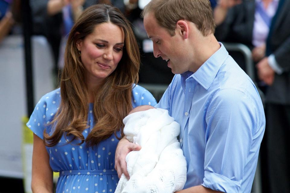 Kate Middleton and Prince William with their newborn son Prince George in July 2013.