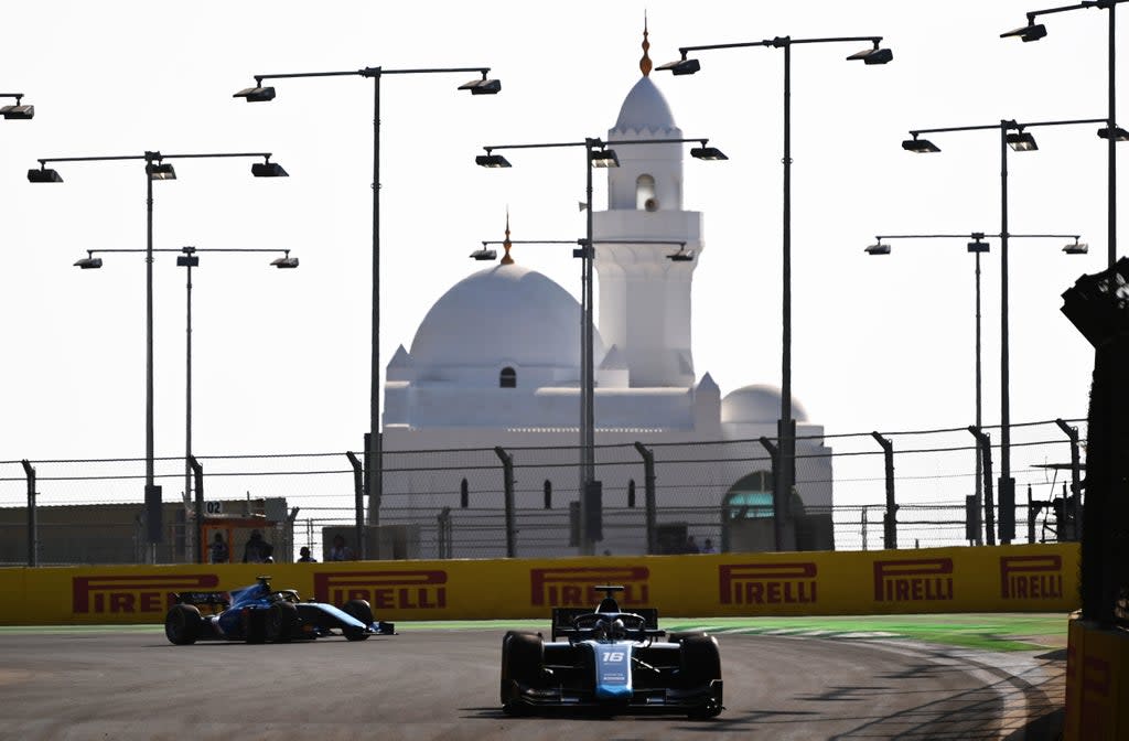 Formula 2 cars got their first taste of the Jeddah Corniche Circuit on Friday (Getty Images)