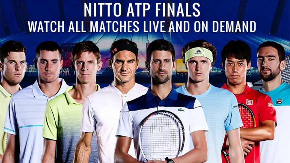 Dominic Thiem, John Isner, Kevin Anderson, Roger Federer, Novak Djokovic, Alexander Zverev, Kei Nishikori and Marin Cilic. Image: Tennis TV