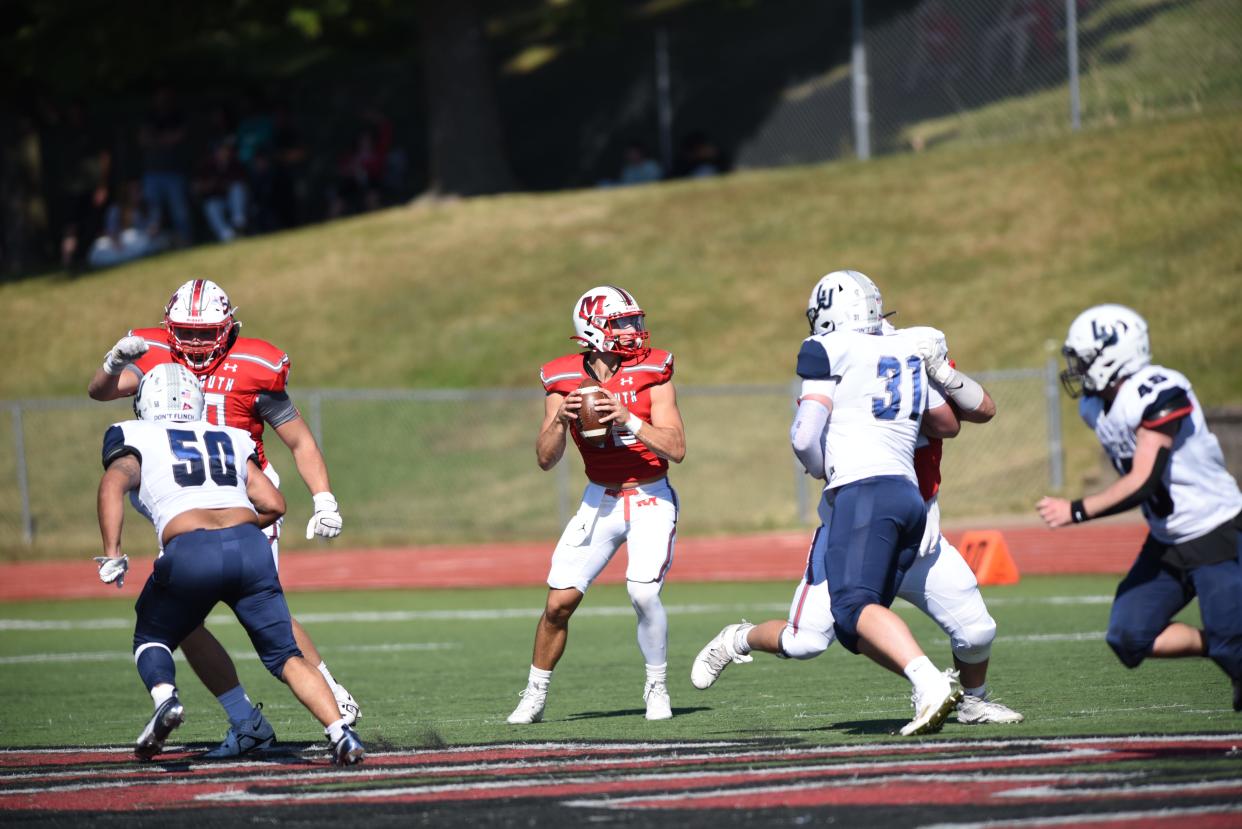 Monmouth College senior quarterback Carter Boyer threw for 2,219 yards and 21 touchdowns this season.