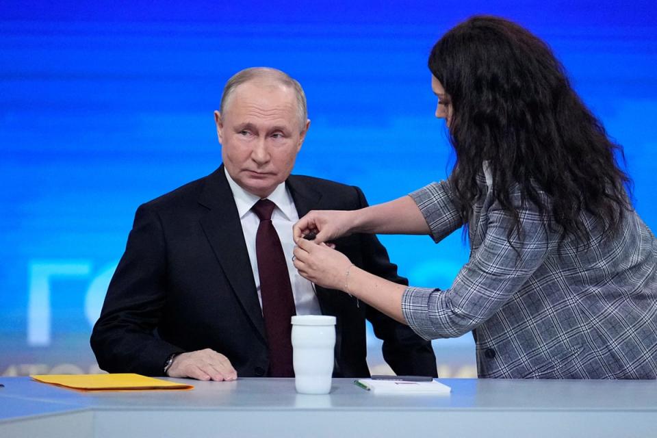 Putin appeared briefly lost for words when confronted with an AI-generated version of himself (Reuters)