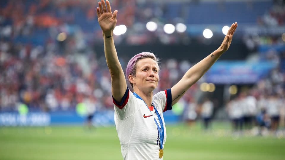 Rapinoe celebrates having won the 2019 Women's World Cup. - Mikoaj Barbanell/SOPA Images/LightRocket/Getty Images