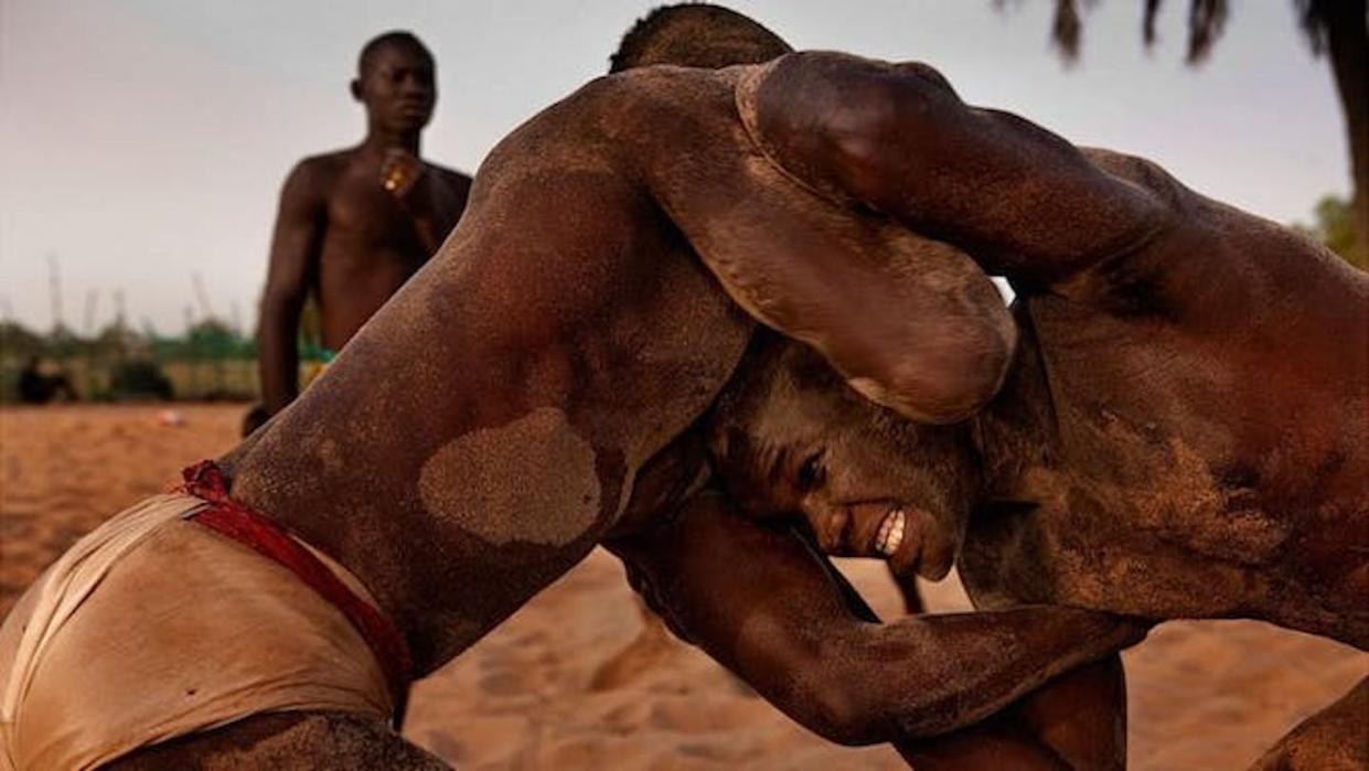 Senegalese wrestlers in action. Getty Images