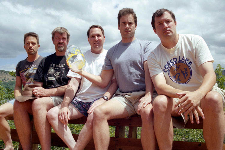 2002: The men have been adamant about returning every five years for the photo. Once, they were together early for the shoot, and Rumer declined to participate in the photo. “It wasn’t every five years!” he explains. Wardlaw notes, “We all thought, ‘In 20 years, what if we all don’t know each other?’ By vowing to take a photo every five years, it would be a way to stay in touch.” (Courtesy of John Wardlaw)