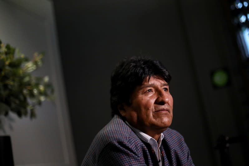 Former Bolivian President Evo Morales attends an interview with Reuters in Mexico City