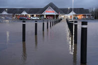 A flooded Tesco supermarket car park in Carlisle in the aftermath of Storm Ciara. (PA)